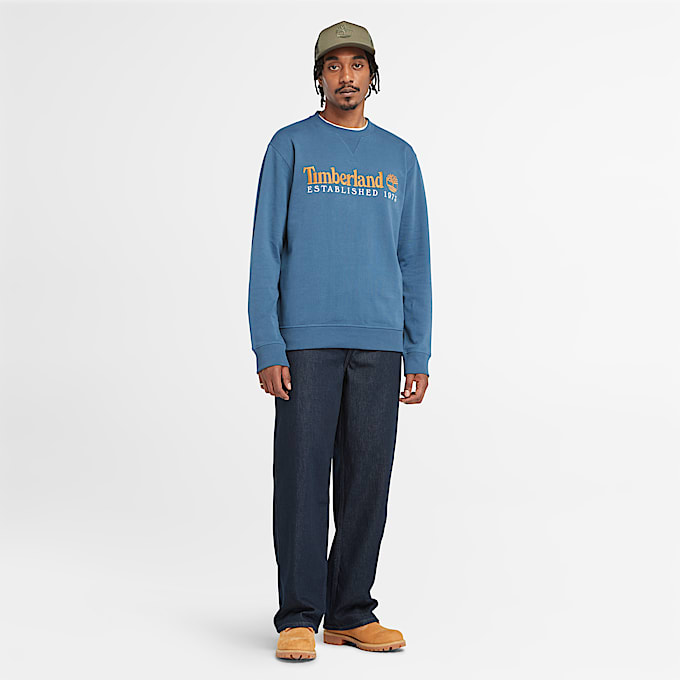 Sweat à col rond et logo brodé Established 1973 pour homme en bleu foncé