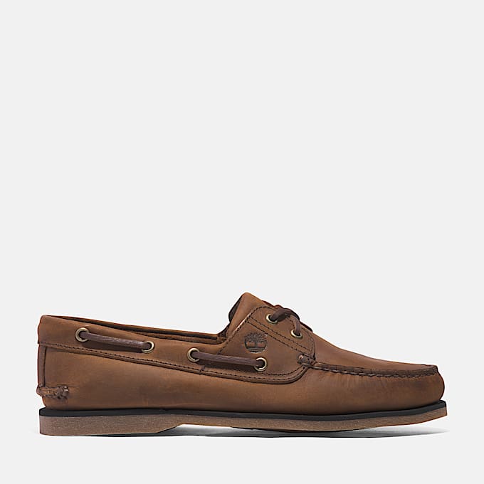 Chaussure bateau classique pour homme en cuir pleine fleur marron - 1