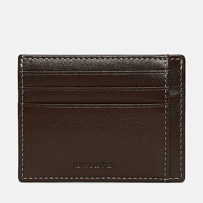 Milled Leather Card Holder for Men in Brown