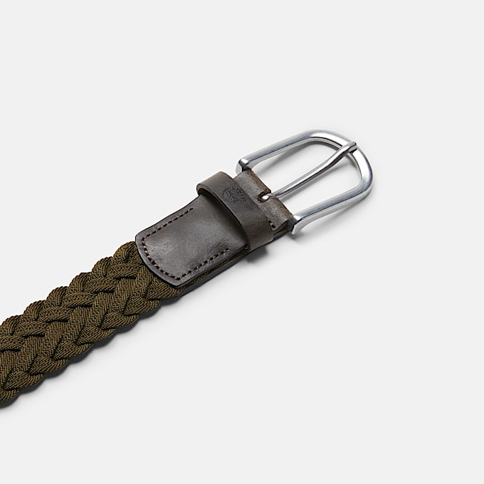 35 mm Flechtgürtel mit Lederdetails für Herren in Grün