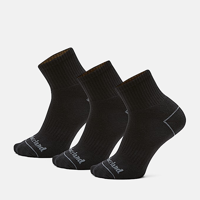 3-pack uniseks Bowden Quarter Crew dempende sokken in zwart - 1