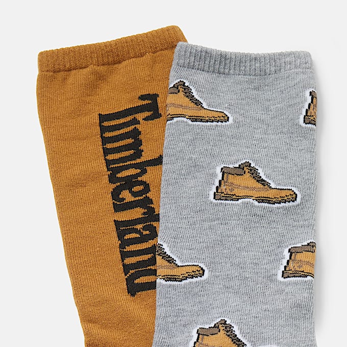 All Gender 2 Pair Pack All-over Print Crew Socks in Dark Yellow