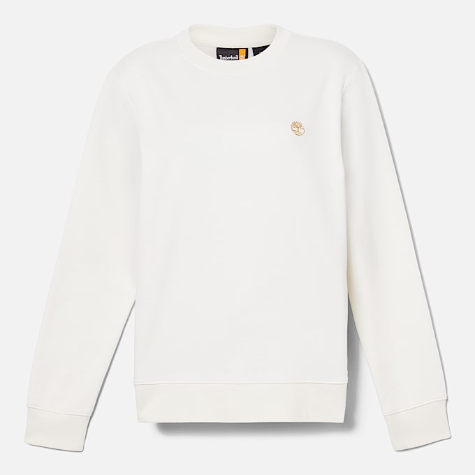 Sweatshirt mit Rundhalsausschnitt und gebürstetem Rücken für Damen in Weiß