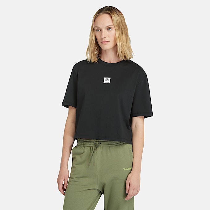 Stack Logo Short-Sleeve T-Shirt for Women in Black - 1