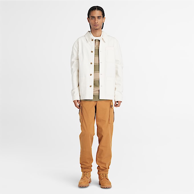 Chaqueta de lona lavada Kempshire Chore para hombre en blanco