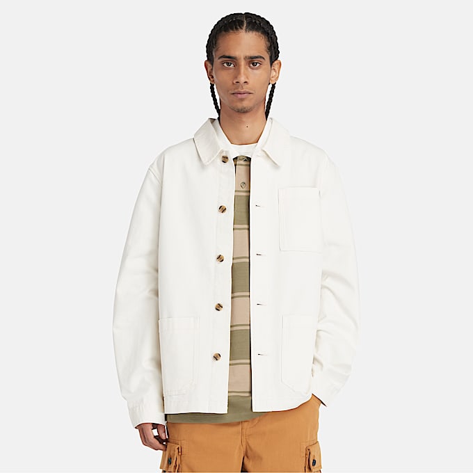 Verwaschene Kempshire Chore Canvas-Jacke für Herren in Weiß - 1
