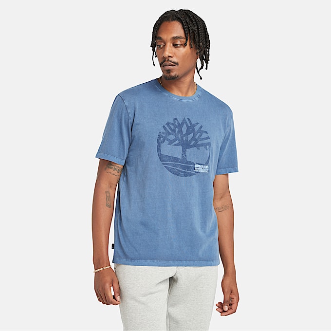 Merrymack River Garment Dye Logo T-Shirt for Men in Dark Blue - 1
