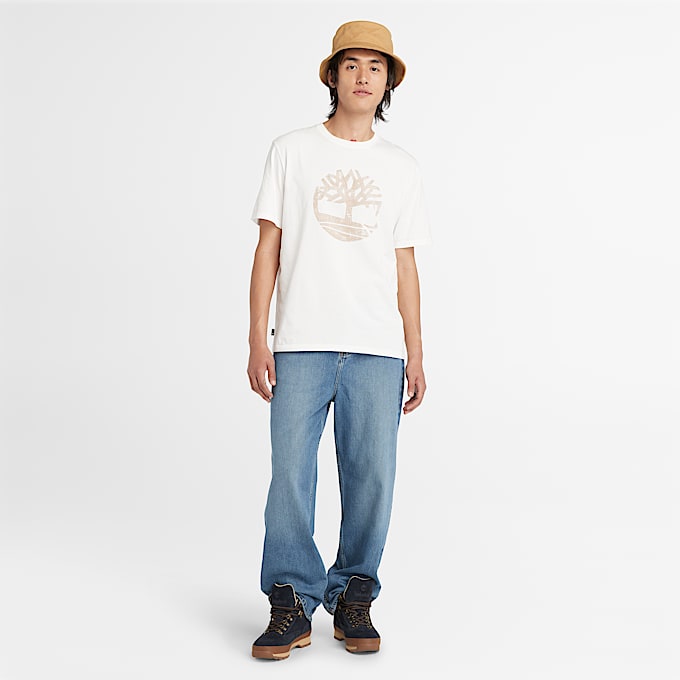 T-shirt Tingida com Logótipo Merrymack River para Homem em Tecido não tingido