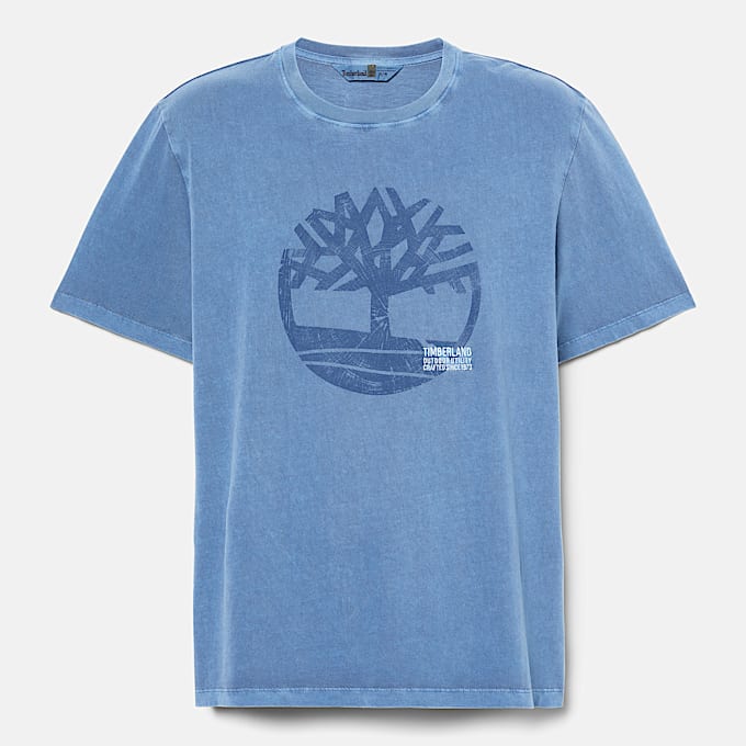 T-shirt Tingida com Logótipo Merrymack River para Homem em azul-escuro