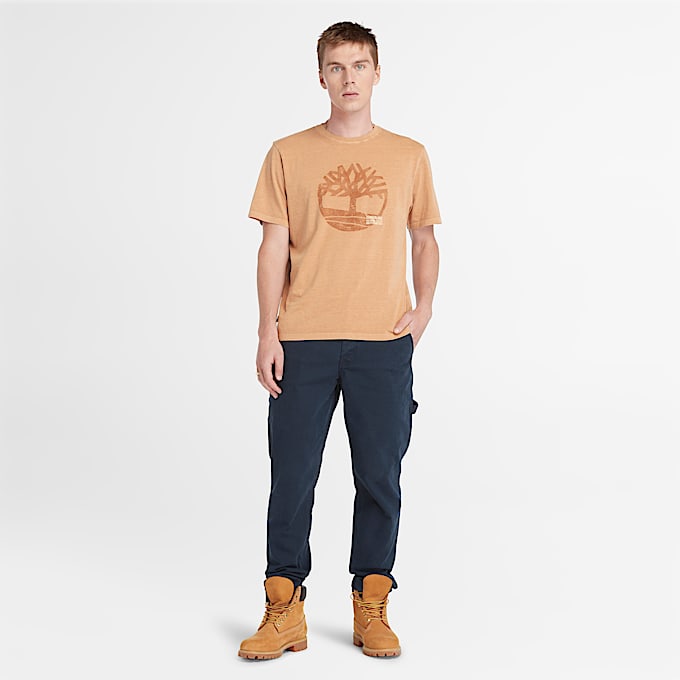 Merrymack River Garment Dye Logo T-Shirt for Men in Yellow