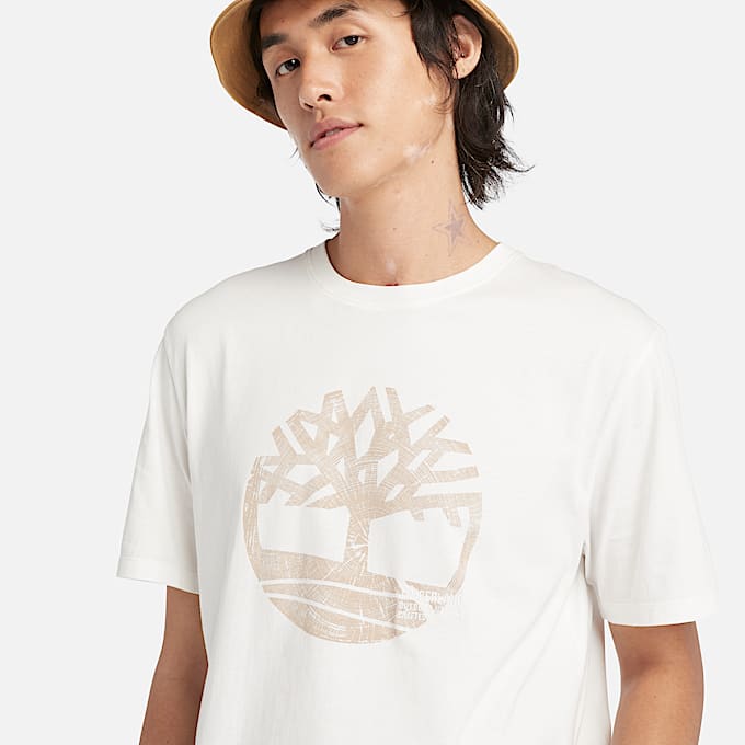 T-shirt Tingida com Logótipo Merrymack River para Homem em Tecido não tingido