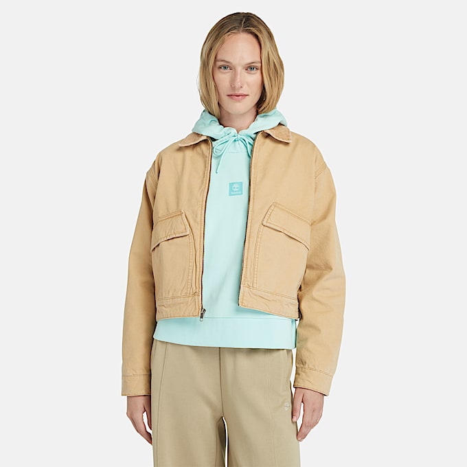 Strafford Bomber Washed Canvas Jacket for Women in Yellow - 1