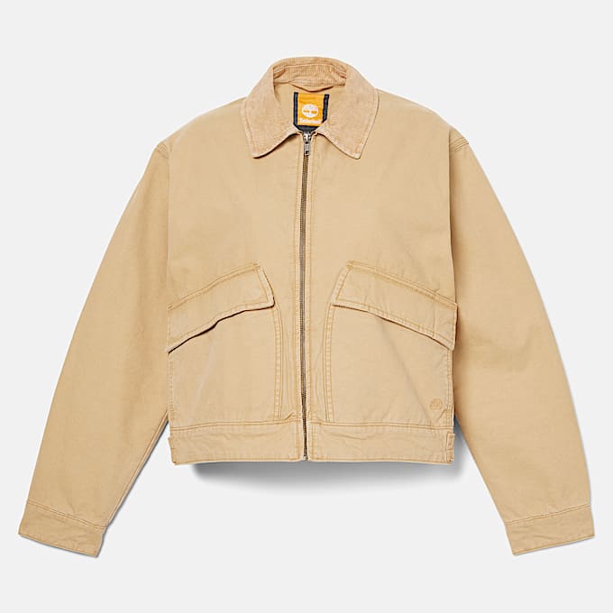 Strafford Bomber Washed Canvas Jacket for Women in Yellow