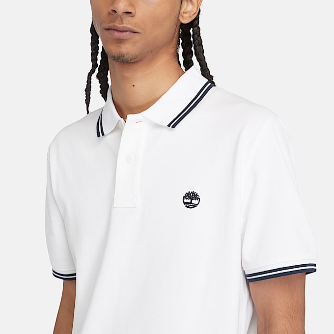Polo in Piqué con Riga Millers River da Uomo in bianco