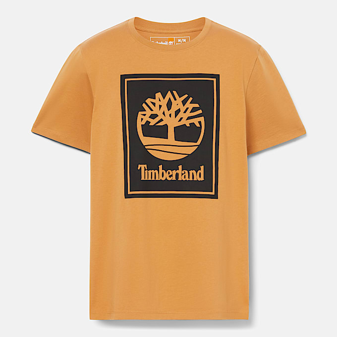 T-shirt Stack Logo Contrastante para Homem em amarelo-escuro