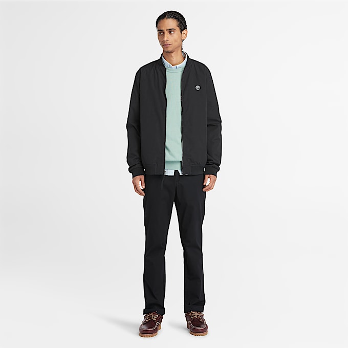Durable Water Repellent Bomber Jacket for Men in Black