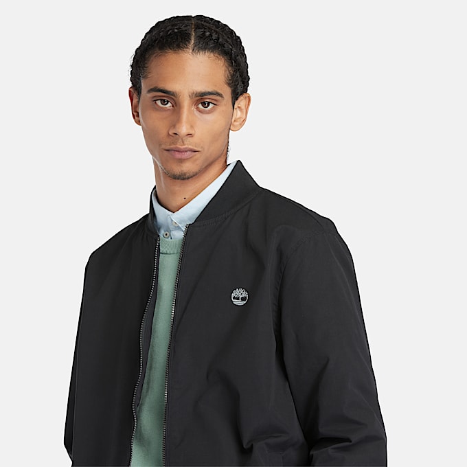Durable Water Repellent Bomber Jacket for Men in Black