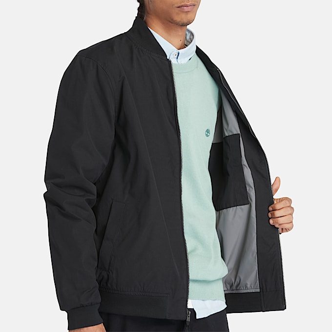 Durable Water Repellent Bomber Jacket for Men in Black
