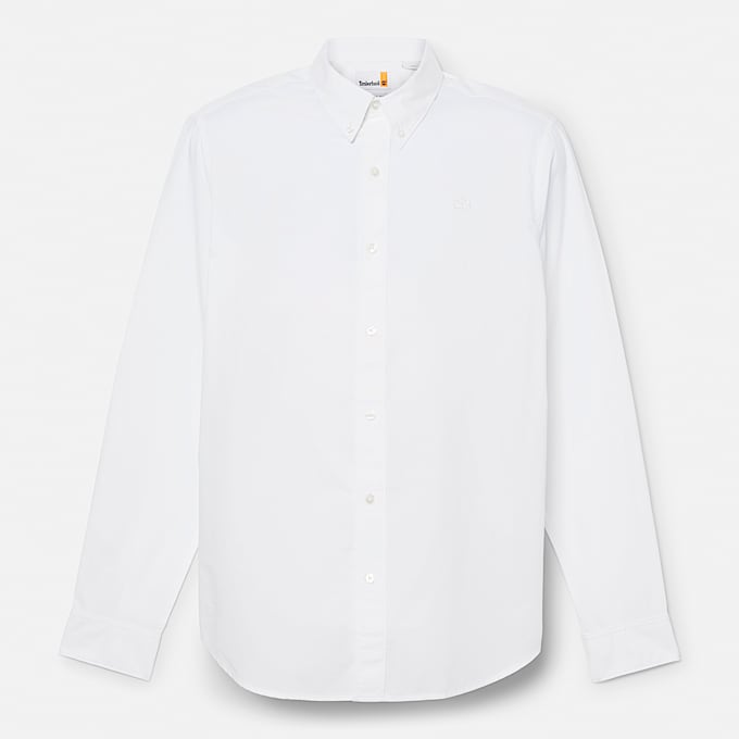 Chemise en popeline extensible à manches longues pour homme en blanc
