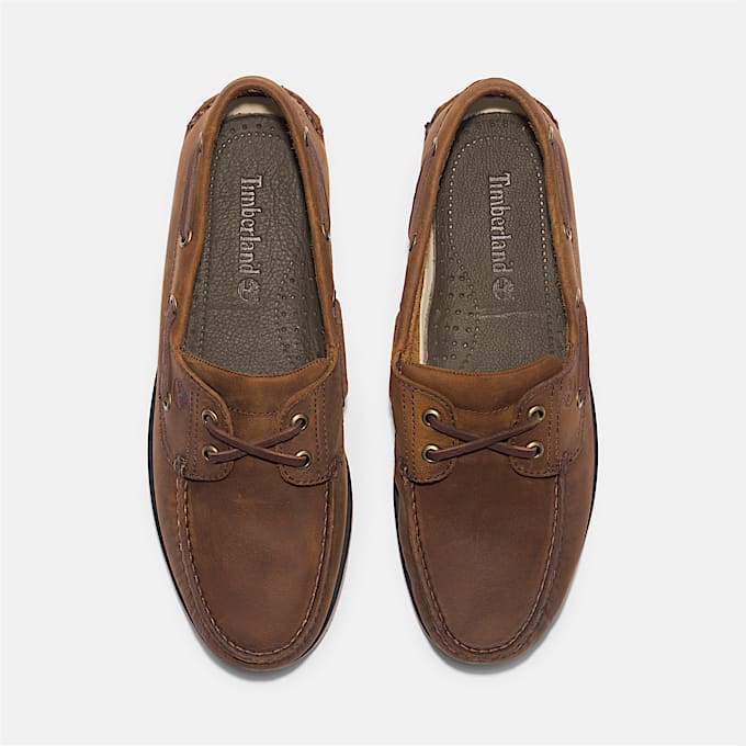 Chaussure bateau classique pour homme en cuir pleine fleur marron