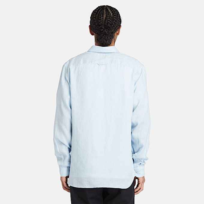 Camisa de lino Mill Brook para hombre en azul claro