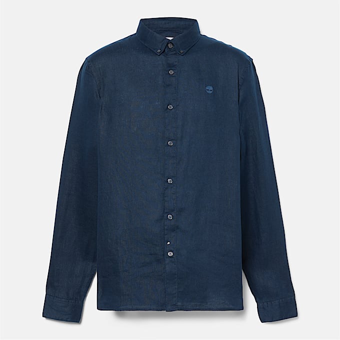 Camisa de lino Mill Brook para hombre en azul oscuro