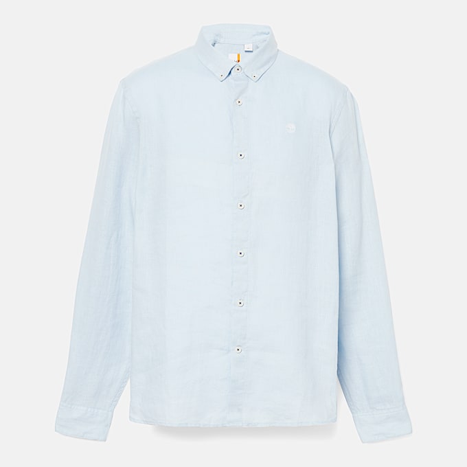 Camisa de lino Mill Brook para hombre en azul claro