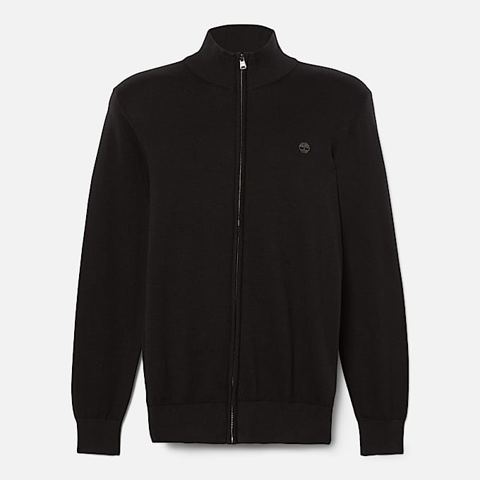 Williams River Cotton Full-Zip Jumper for Men in Black