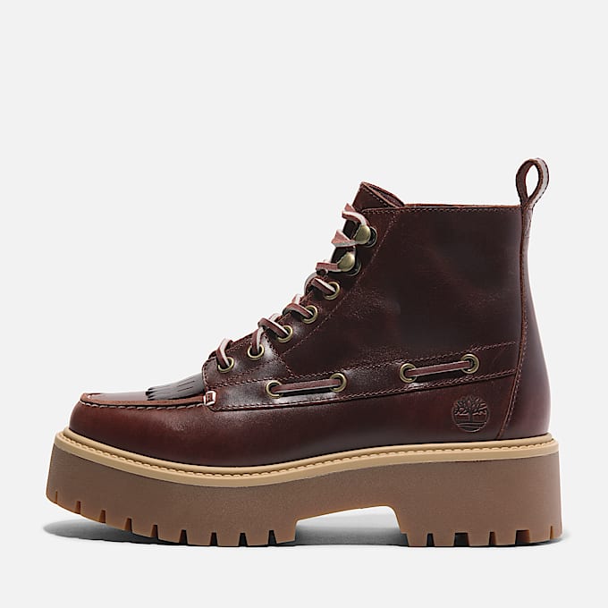 Stone Street Platform Kiltie Boot for Women in Dark Red