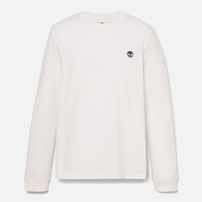 Dunstan River Langarm-T-Shirt für Herren in Weiß