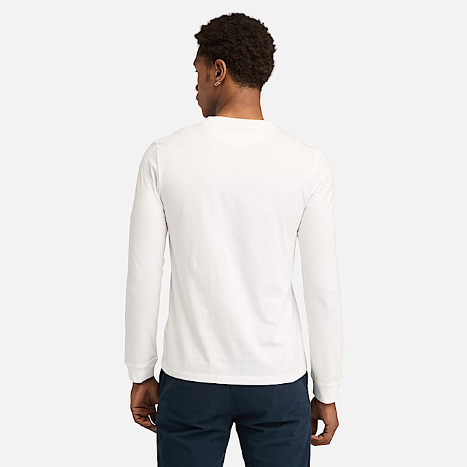Dunstan River Langarm-T-Shirt für Herren in Weiß