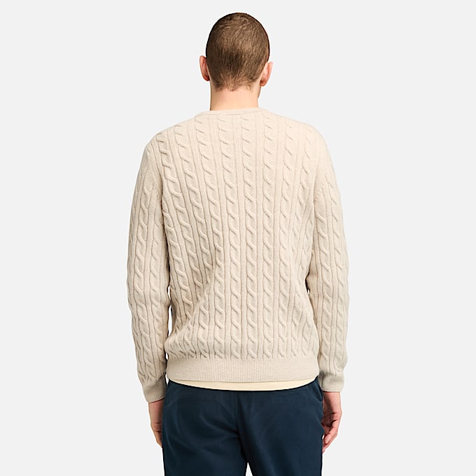 Phillips Brook Rundhalspullover mit Zopfmuster für Herren in Beige