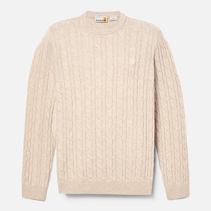 Phillips Brook Rundhalspullover mit Zopfmuster für Herren in Beige
