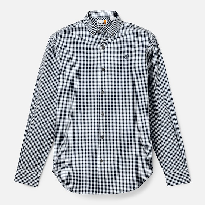 Micro-gingham Poplin Shirt for Men in Blue