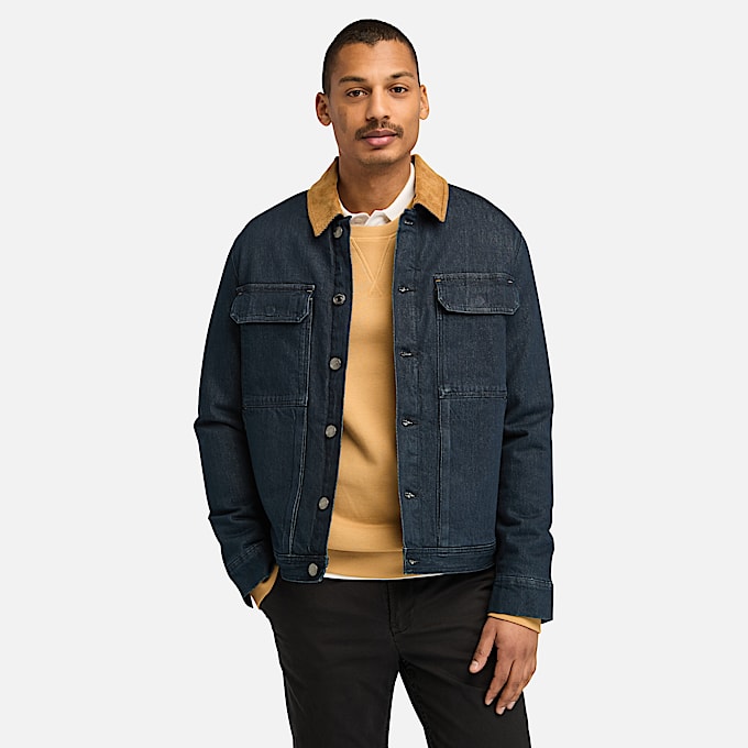 Giacca Trucker in Denim Imbottita da Uomo in blu scuro - 1