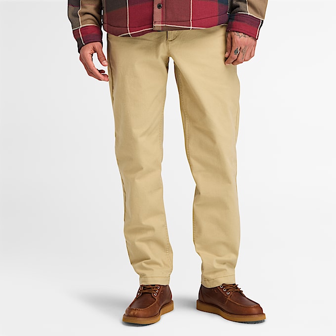 Claremont Brushed Twill Chino Trousers for Men in Beige - 1