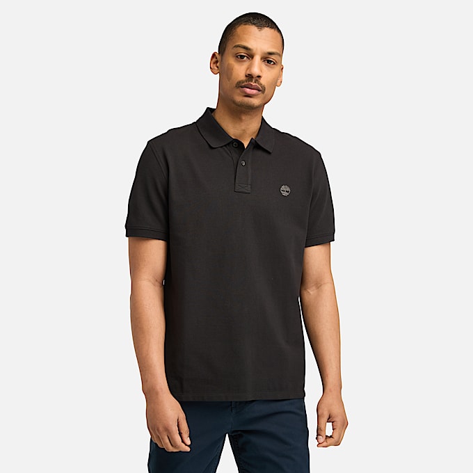 Millers River Pique Short-Sleeve Polo for Men in Black - 1