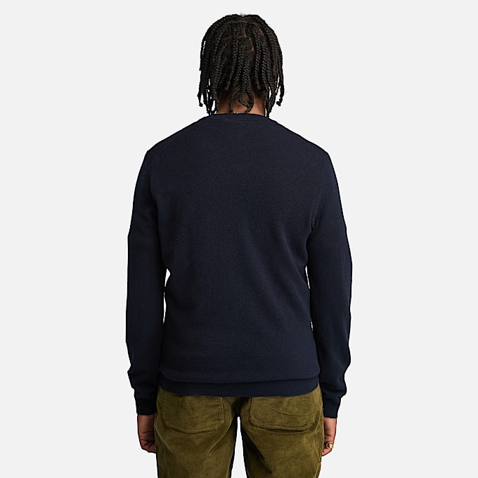 Maglione Girocollo in Lana Merino Cohas Brook da Uomo in blu scuro