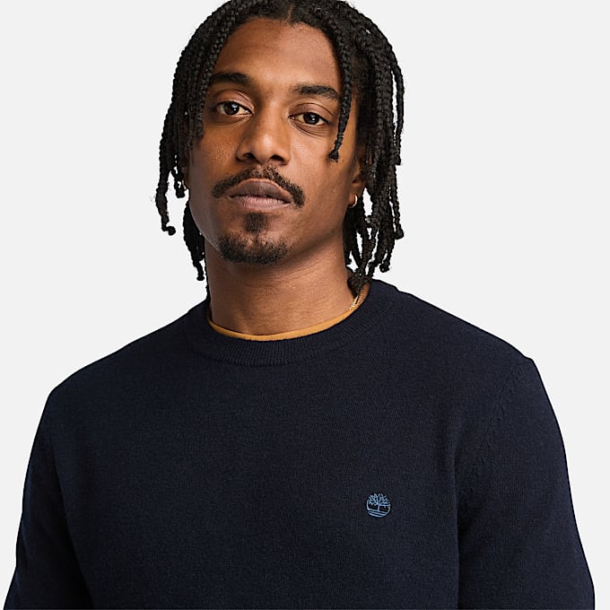 Maglione Girocollo in Lana Merino Cohas Brook da Uomo in blu scuro