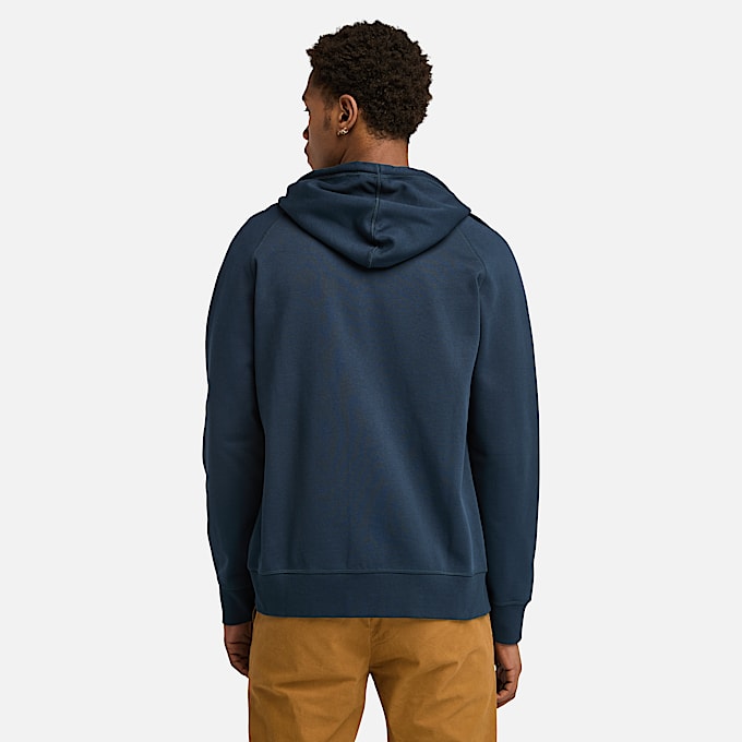Felpa con Cappuccio, Zip Intera e Rovescio Spazzolato Exeter River da Uomo in blu scuro