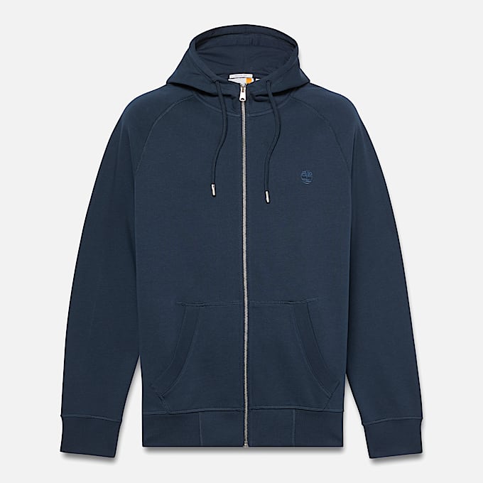 Felpa con Cappuccio, Zip Intera e Rovescio Spazzolato Exeter River da Uomo in blu scuro