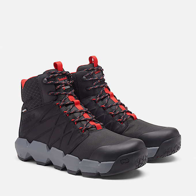 6-inch Boot de travail imperméable à embout en composite Timberland PRO® Morphix pour homme en noir/rouge