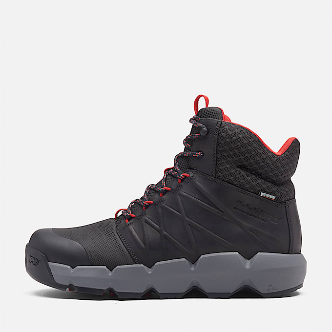 6-inch Boot de travail imperméable à embout en composite Timberland PRO® Morphix pour homme en noir/rouge