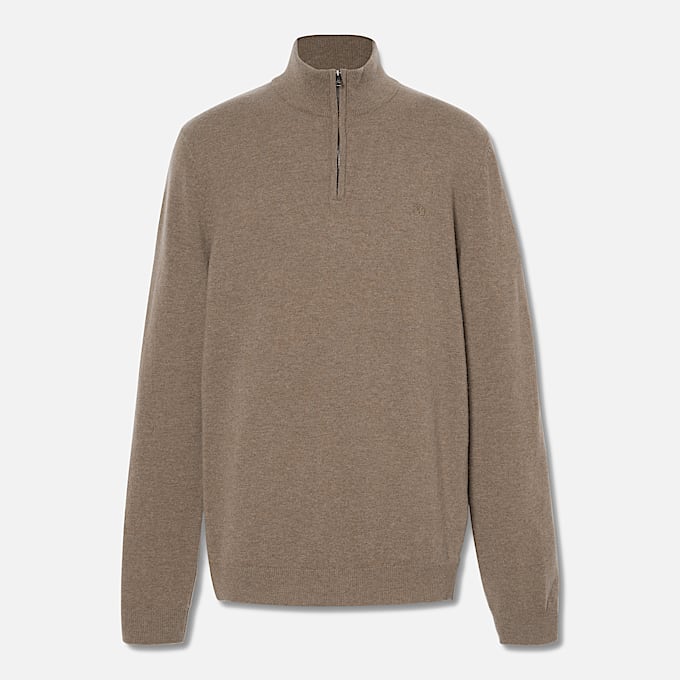 Cohas Brook Merino Quarter-Zip Jumper for Men in Brown