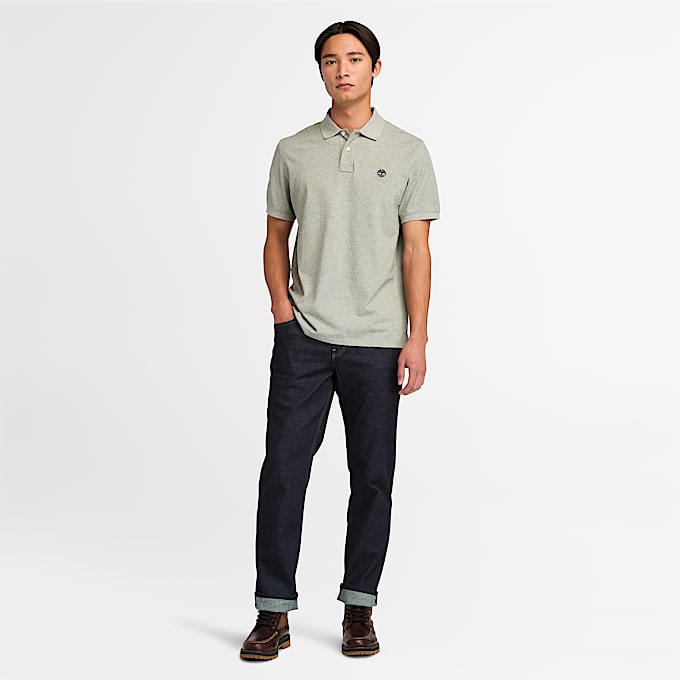 Millers River Pique Short-Sleeve Polo for Men in Dark Grey