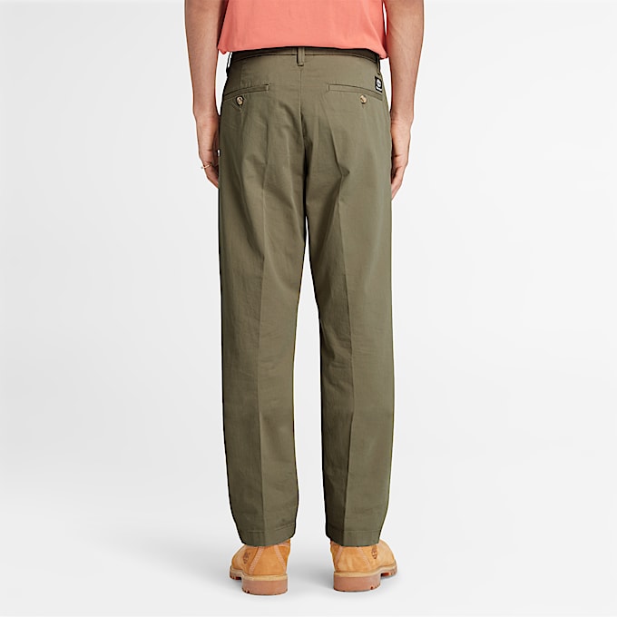 Claremont Twill Chino Straight Trouser for Men in Green