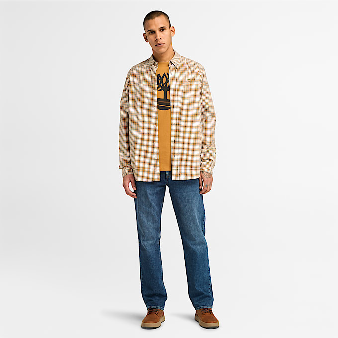 T-shirt a Maniche Corte con Logo ad Albero Kennebec River da Uomo in giallo