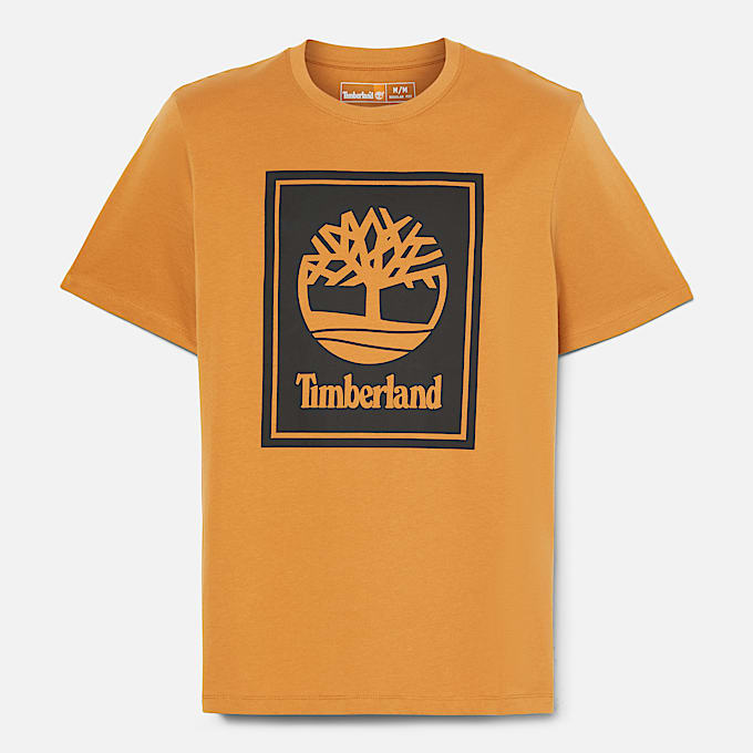 T-shirt a Maniche Corte con Logo ad Albero Kennebec River da Uomo in giallo