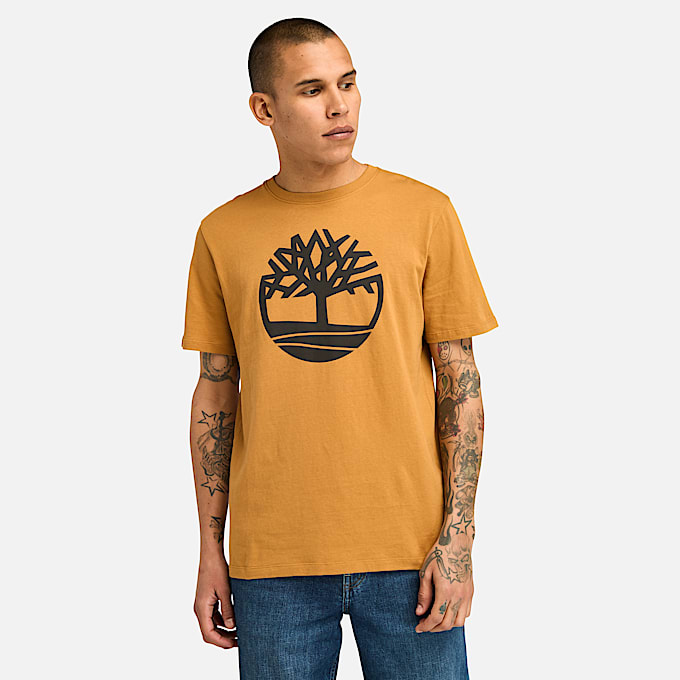 Kennebec River T-Shirt mit Baum-Logo für Herren in Dunkelgelb - 1