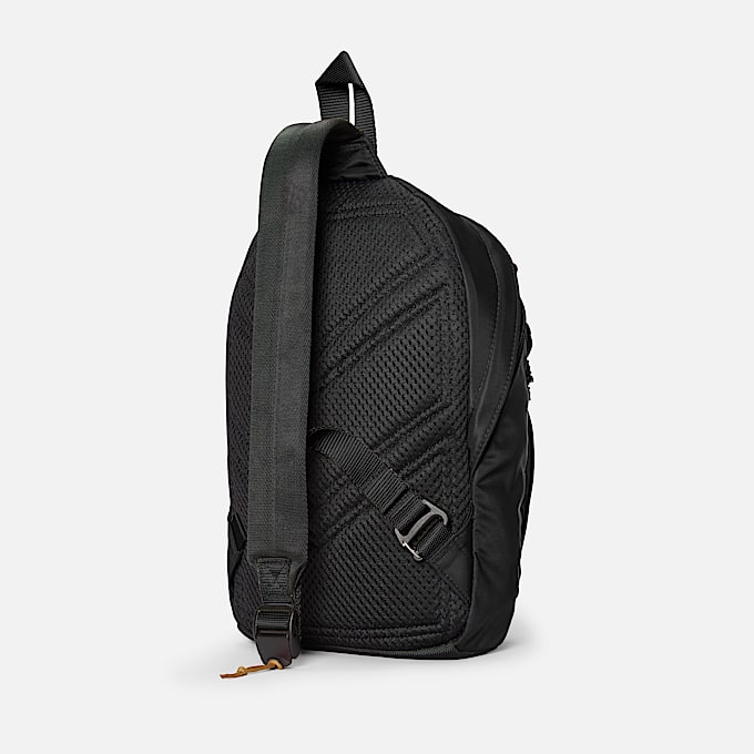 Große Utility-Umhängetasche aus Nylon in Schwarz